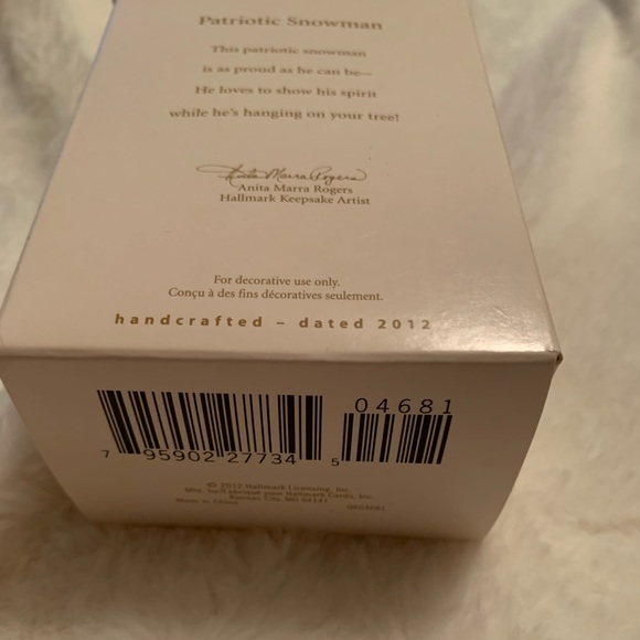 HALLMARK HOLIDAY ORNAMENT COLLECTION 2012 THE PATRIOTIC SNOWMAN NEVER USED - Picture 9 of 17